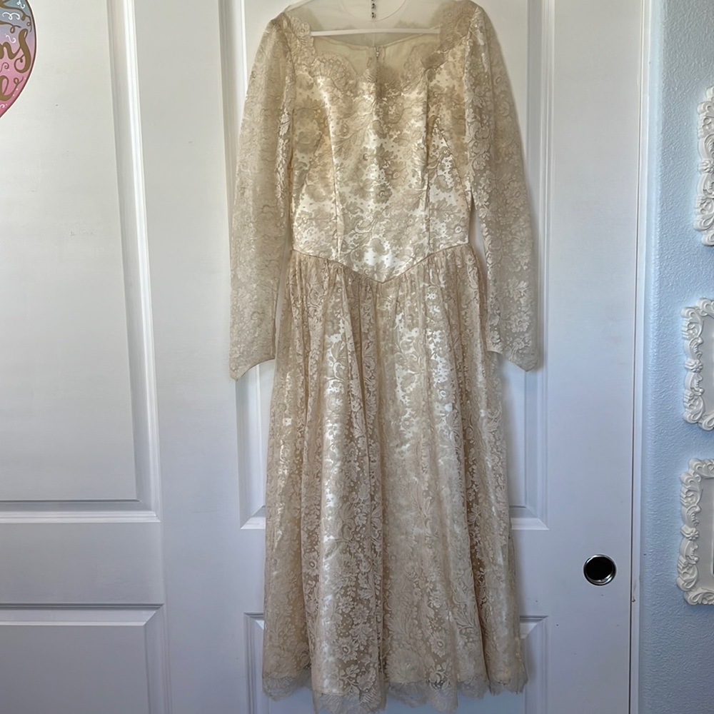 Vintage 1950s Cahill Ltd of Beverly Hills ivory ecru wedding dress S pastoral